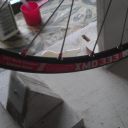 Front wheel being tensioned after being pre-stressed.